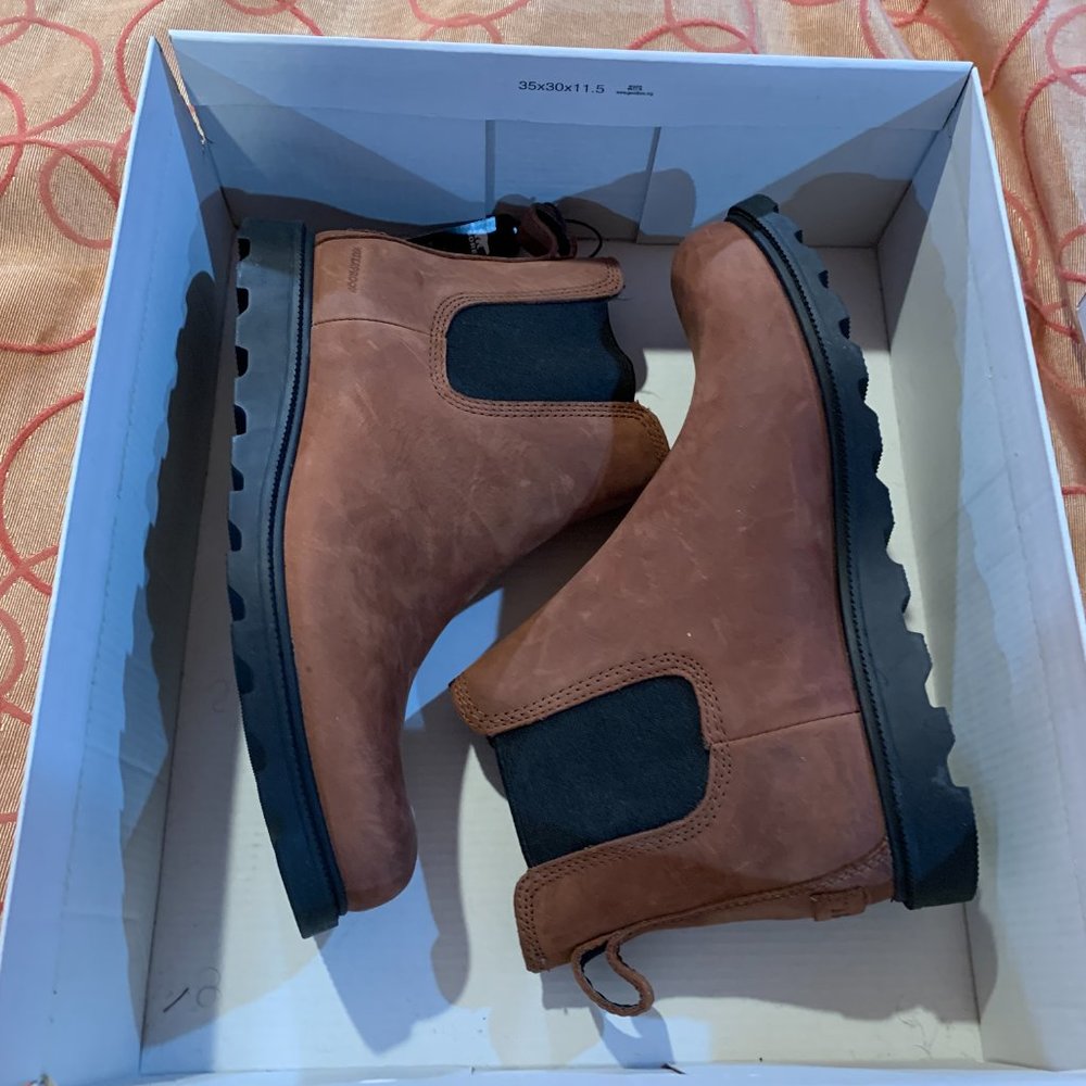 SOREL Ainsley Waterproof Chelsea Boot (Women) 8M, BURRO